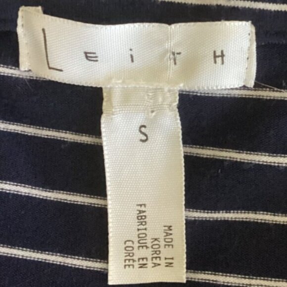 Leith Striped Tank Top Navy Blue & White Cutout Sz S #159J - Picture 7 of 8